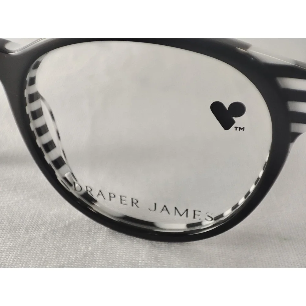Draper James DJ1021 Black Stripe Eyeglass‎ Frames Women's 46-17-125 NWT + Case